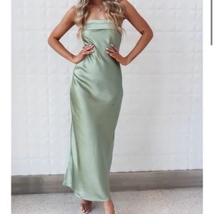 satin sage green maxi dress from beginning boutique